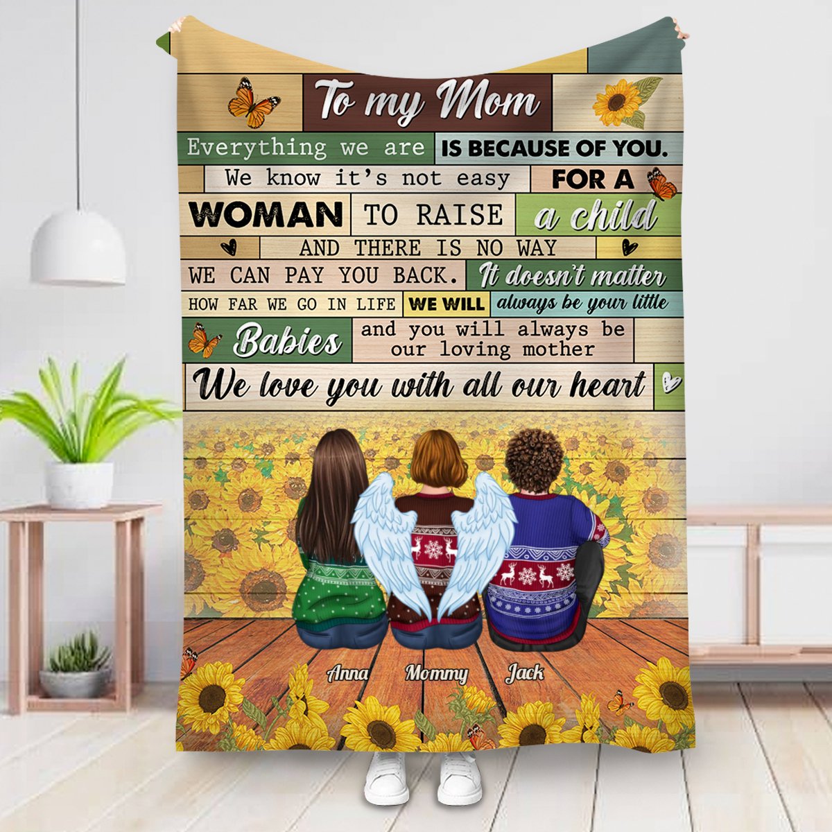 Family - To My Mom, Everything We Are Is Because Of You - Personalized Blanket - Makezbright Gifts