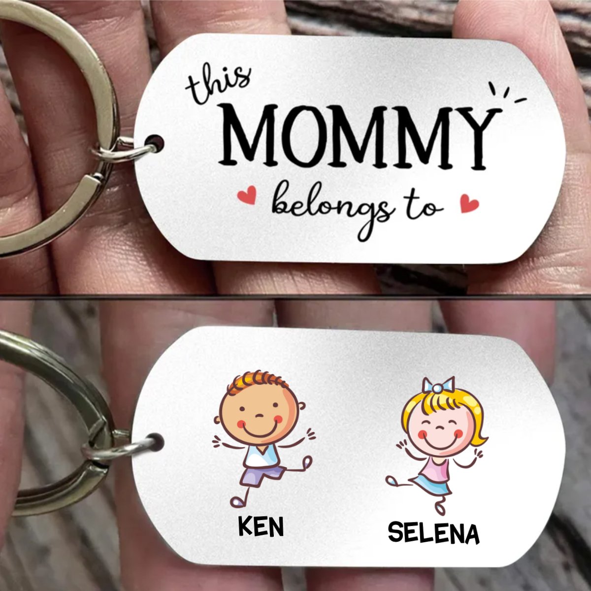 Family - Up to 7 Kids - This MOMMY Belongs To - Personalized Keychain - Makezbright Gifts