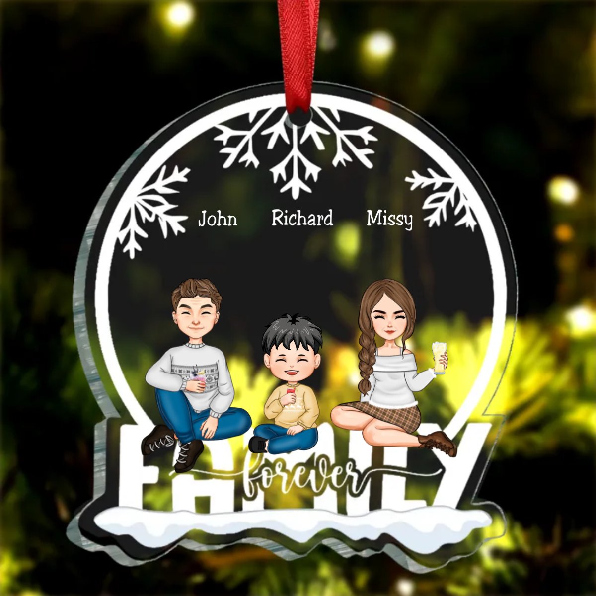 Family - We Are Family Forever - Personalized Christmas Transparent Ornament TC - Makezbright Gifts