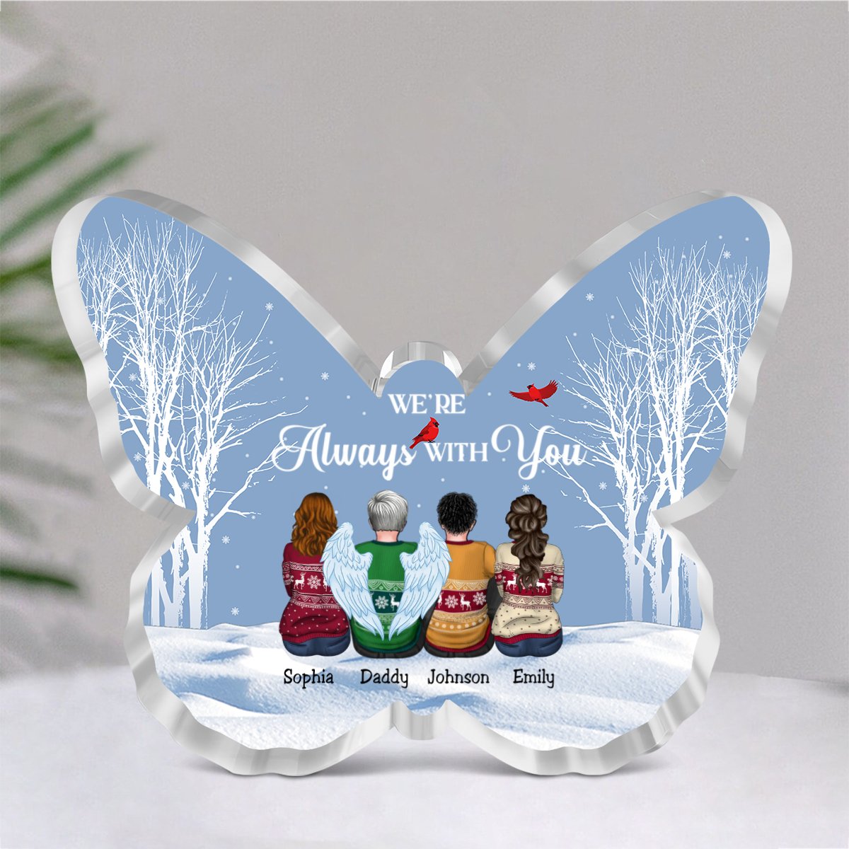 Family - We're Always With You - Personalized Butterfly Acrylic Plaque - Makezbright Gifts