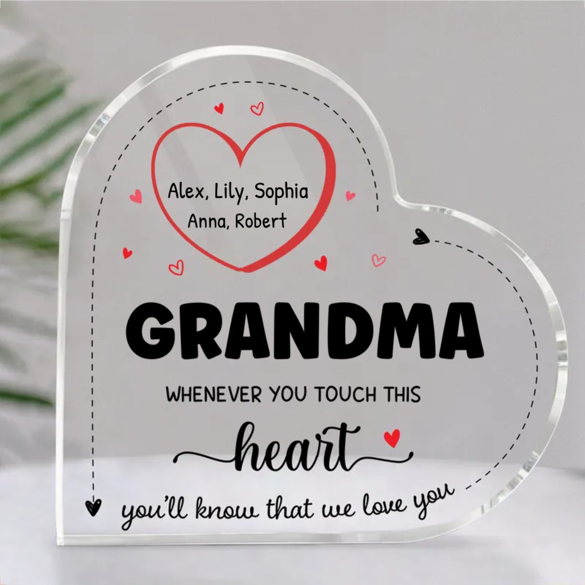 Family - Whenever You Touch This Heart Grandma - Personalized Acrylic Plaque - Makezbright Gifts