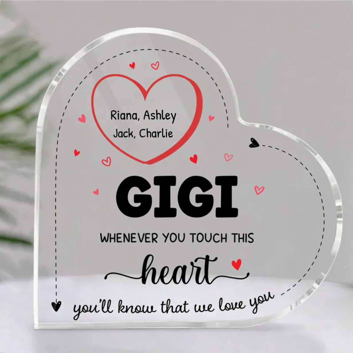 Family - Whenever You Touch This Heart Grandma - Personalized Acrylic Plaque - Makezbright Gifts