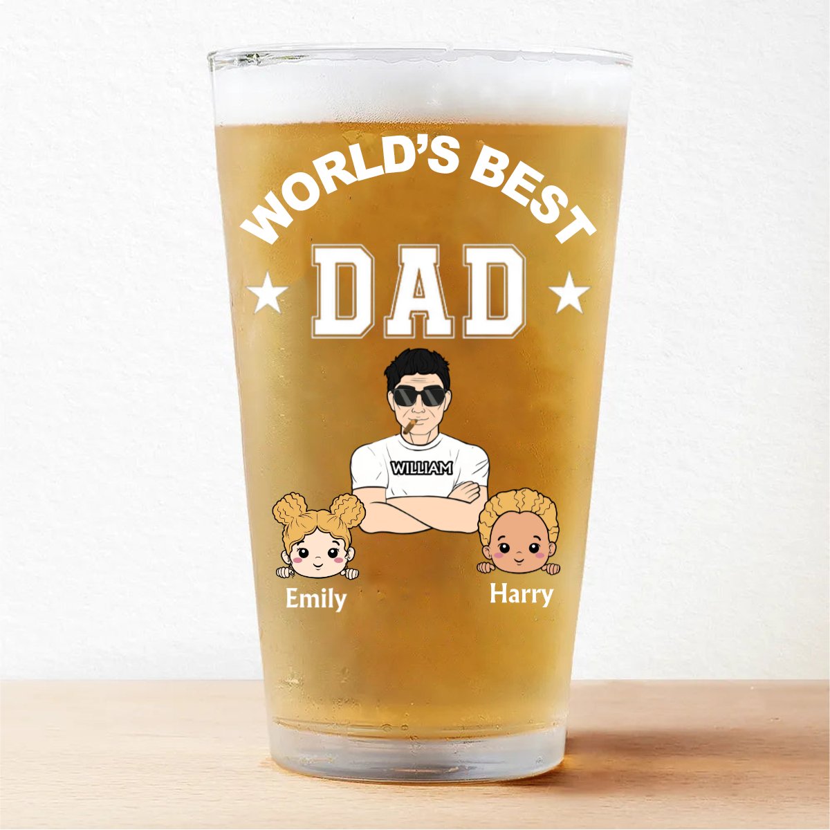 Family - World's Best Dad Grandpa - Personalized Pint Glass (TB) - Makezbright Gifts