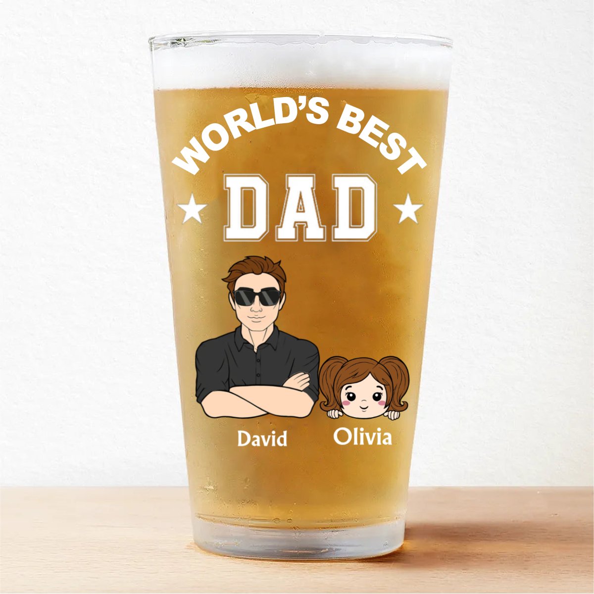 Family - World's Best Dad Grandpa - Personalized Pint Glass (TB) - Makezbright Gifts