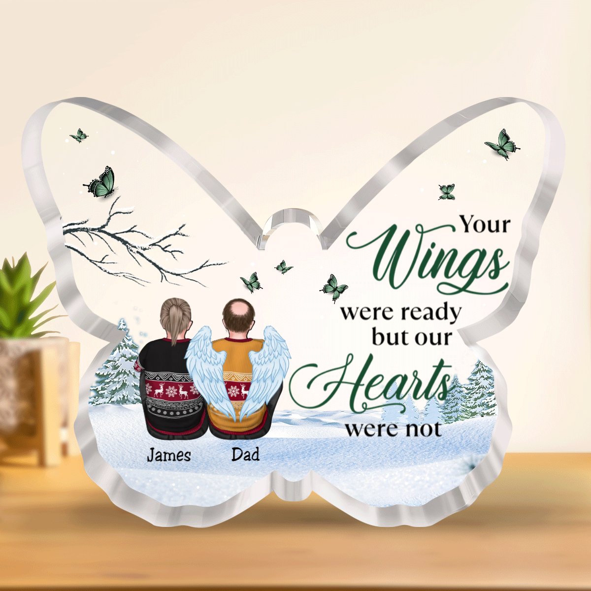 Family - Your Wings Were Ready But Our Hearts Were Not - Personalized Acrylic Plaque (NM) - Makezbright Gifts