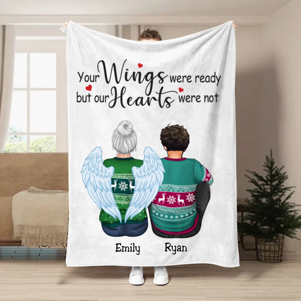 Family - Your Wings Were Ready But Our Hearts Were Not - Personalized Blanket (AA) - Makezbright Gifts