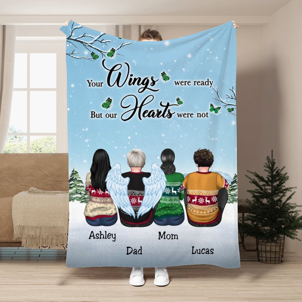 Family - Your Wings Were Ready But Our Hearts Were Not - Personalized Blanket (QH) - Makezbright Gifts