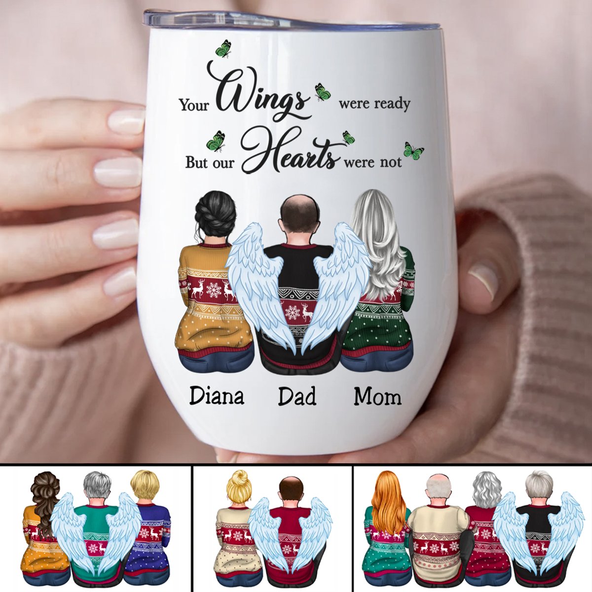 Family - Your Wings Were Ready But Our Hearts Were Not - Personalized Wine Tumbler (QH) - Makezbright Gifts