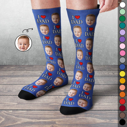 Father - Custom Photo I Love Dad - Personalized Socks (TL) - Makezbright Gifts