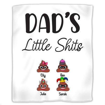 Father - Dad's Little Shits - Personalized Blanket - Makezbright Gifts