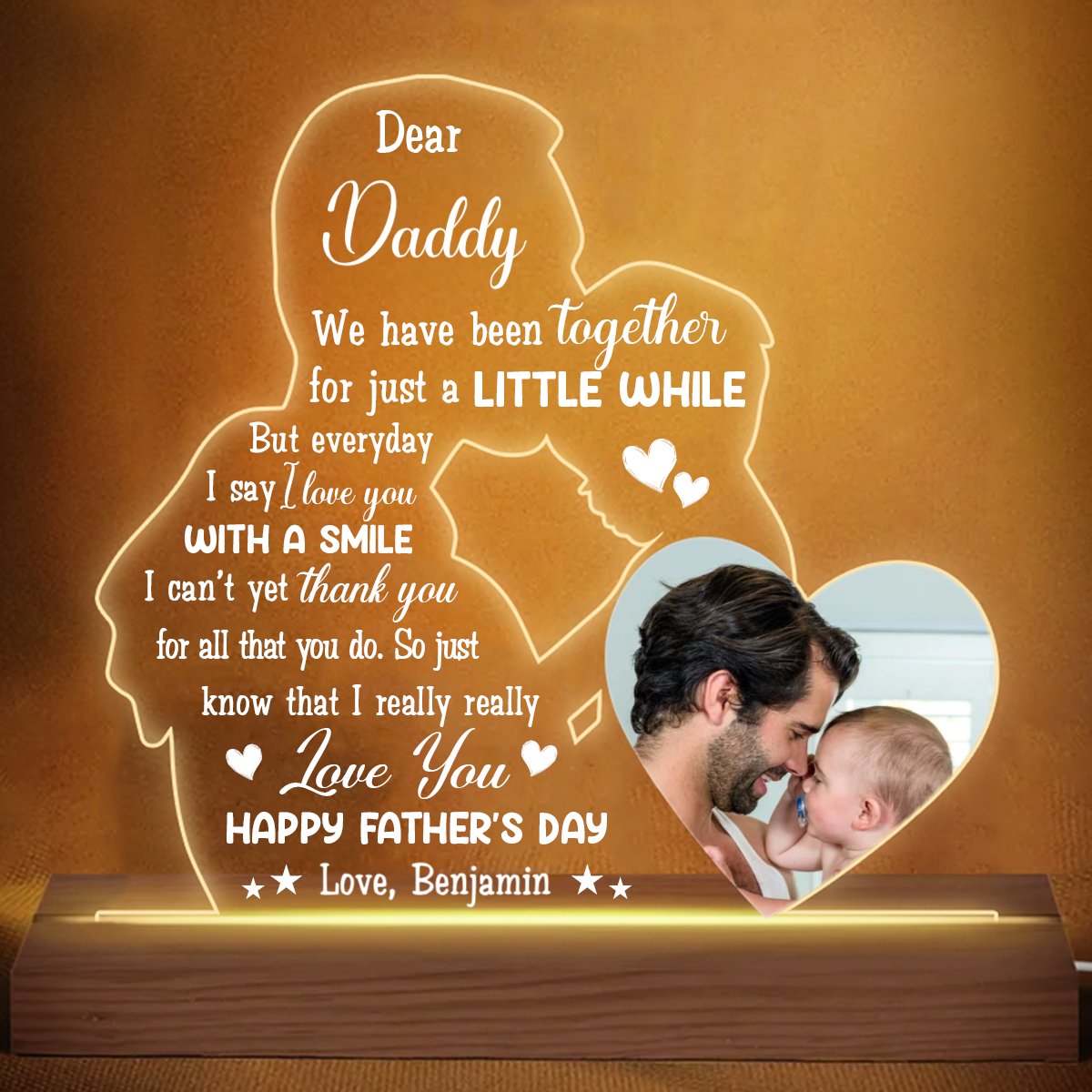 Father - Dear Dad We Have Been Together, Happy Father's Day - Personalized Plaque LED Lamp Night Light - Makezbright Gifts