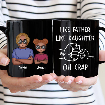 Father - Like Father Like Daughter Fist Bump Handshake - Personalized Black Mug (VT) - Makezbright Gifts