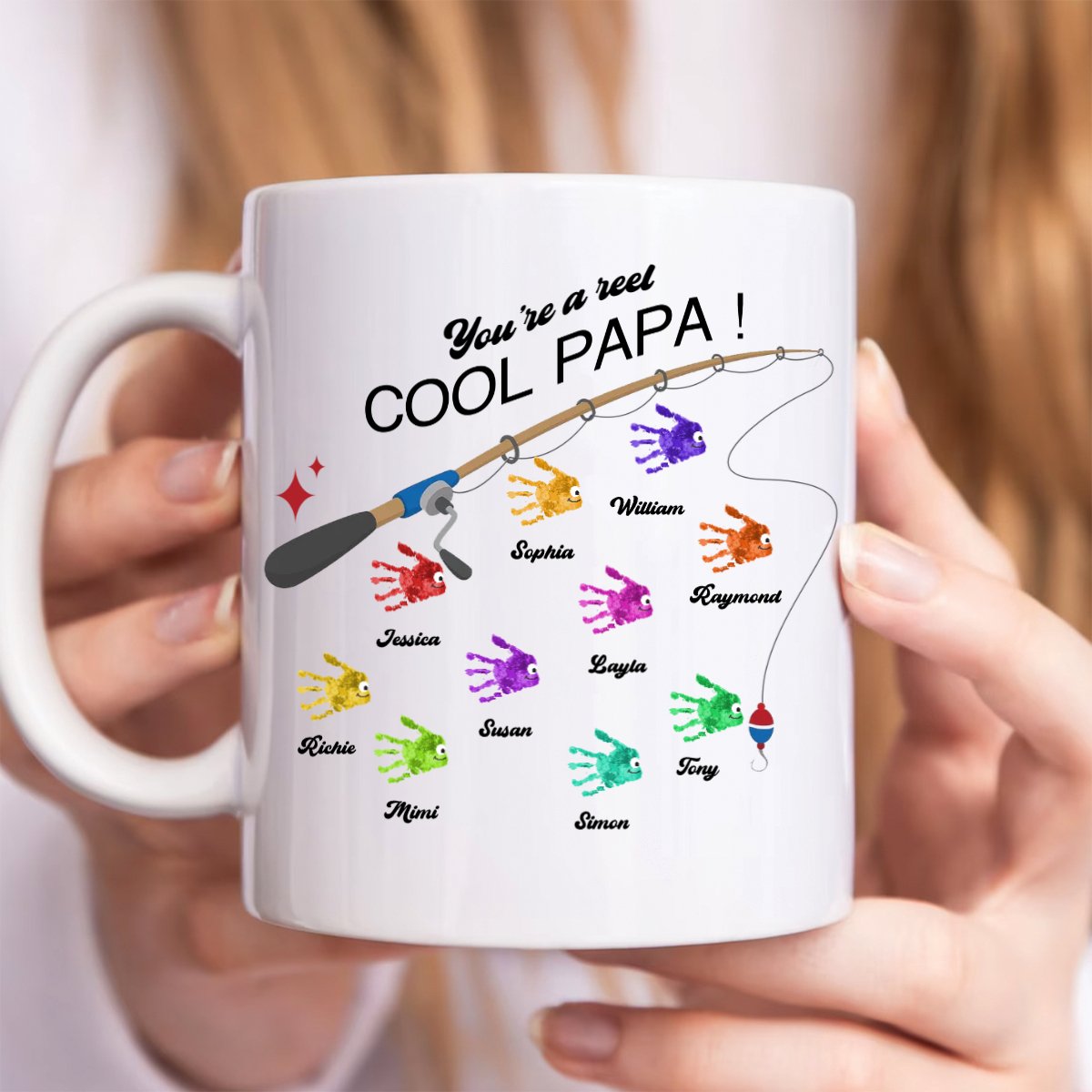 Father - Reel Cool Papa Hands Down - Personalized Mug - Makezbright Gifts