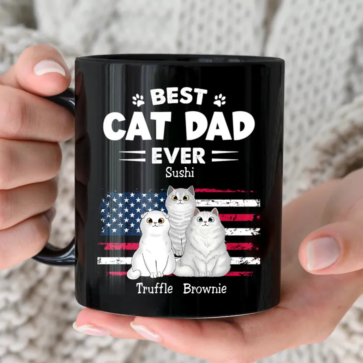 Father's Day - Best Cat Dad - Personalized Black Mug - Makezbright Gifts