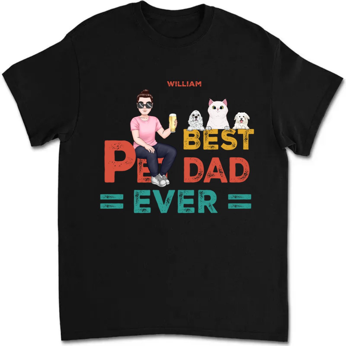 Father's Day - Best Dog Cat Dad Ever - Personalized T - Shirt - Makezbright Gifts