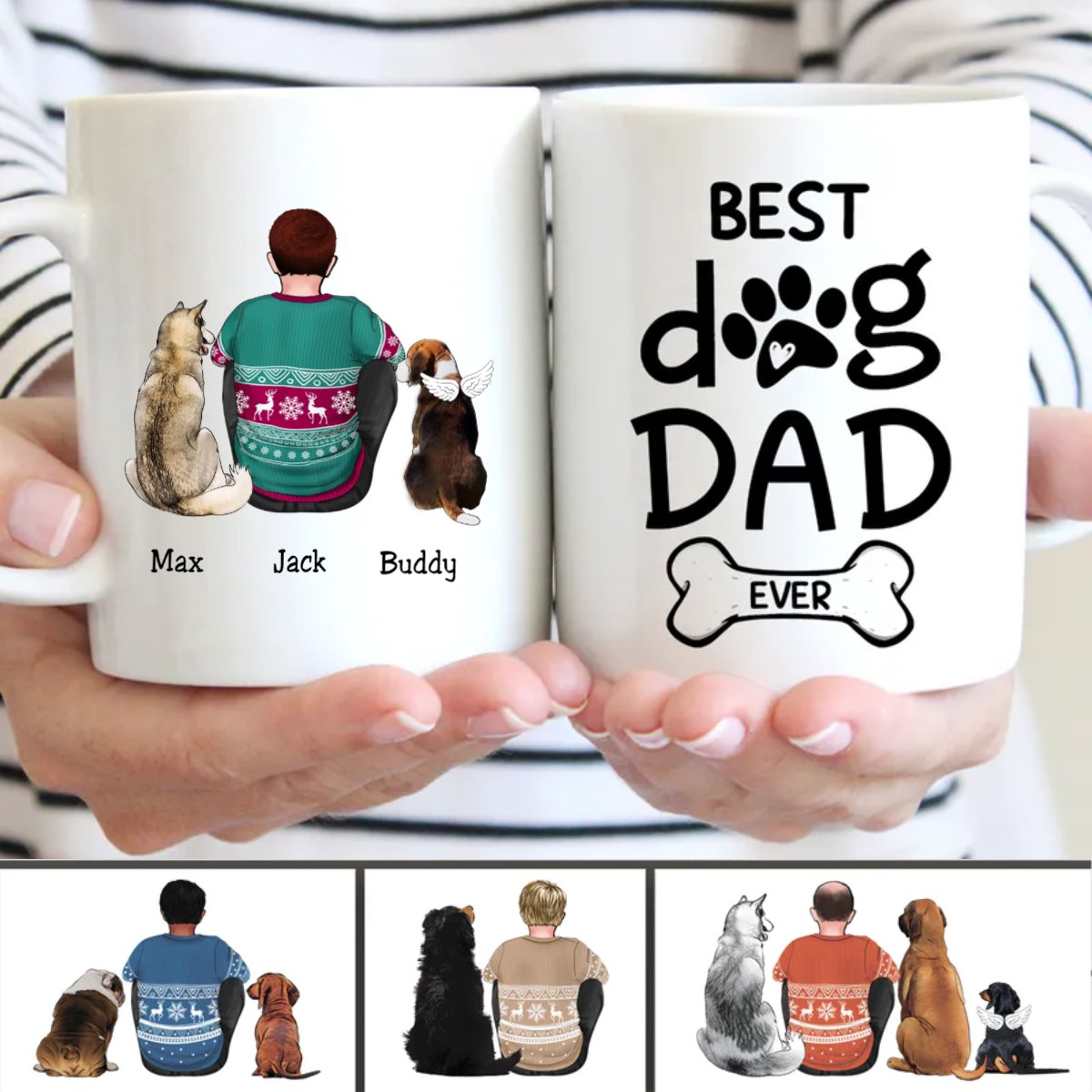 Father's Day - Best Dog Dad Ever - Personalized Mug - Makezbright Gifts