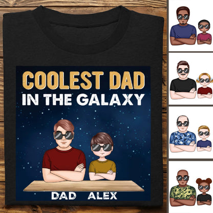 Father's Day - Coolest Dad In The Galaxy - Personalized Unisex T - shirt - Makezbright Gifts