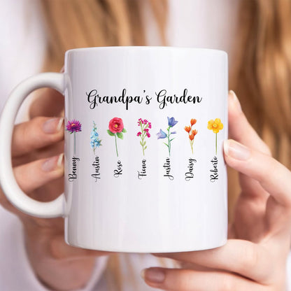 Father's Day - Custom Grandpa's Garden Vase With Grandkids Names Birth Month Flower Vase - Personalized Mug (LH) - Makezbright Gifts