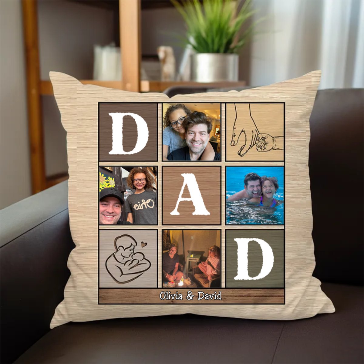 Father's Day - Custom Photo Hold This And Consider It A Big Hug - Personalized Pillow - Makezbright Gifts