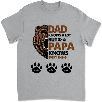 Father's Day - Papa Knows Everything - Personalized Unisex T - shirt - Makezbright Gifts