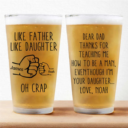 Father's Day - Thanks For Teaching Me How To Be A Man - Personalized Beer Glass (HJ) - Makezbright Gifts