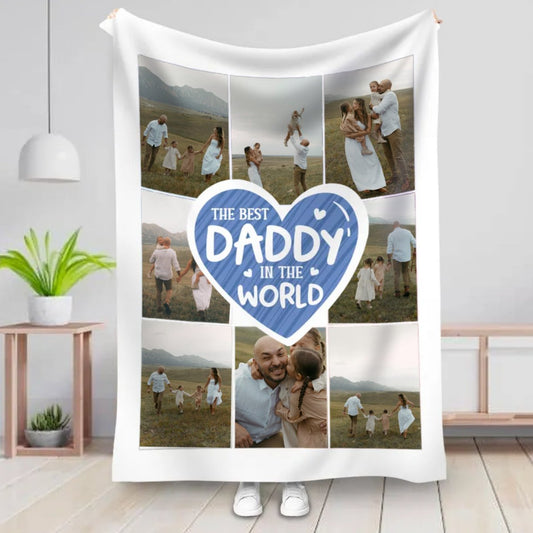 Father's Day - The Best Daddy In The World - Personalized Blanket - Makezbright Gifts