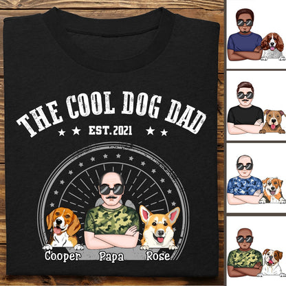 Father's Day - The Cool Dog Dad - Personalized Unisex T - shirt - Makezbright Gifts