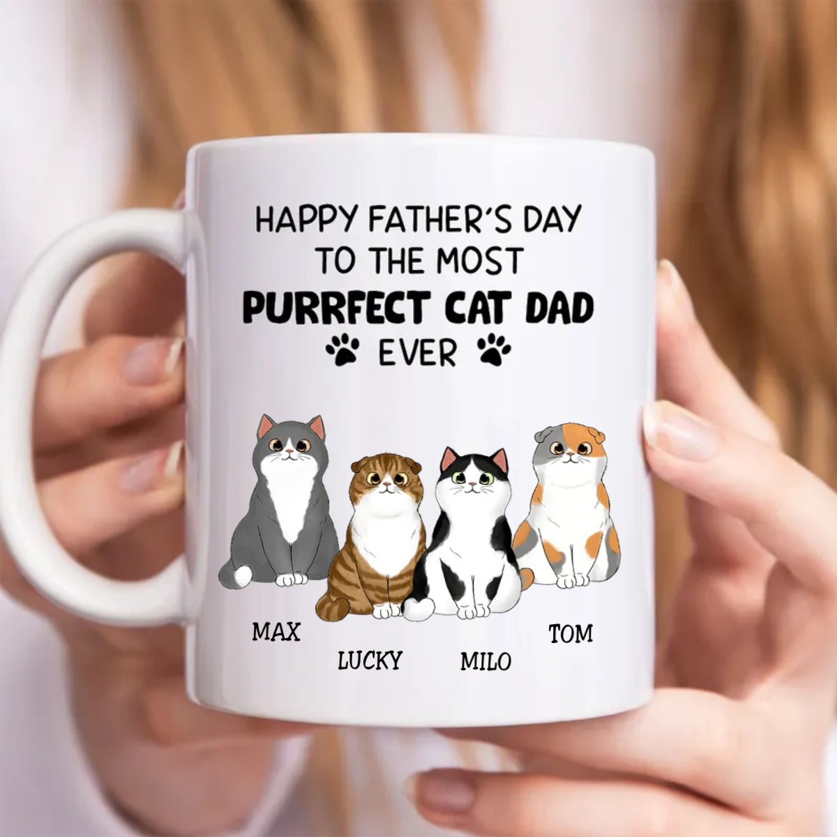 Father's Day - The Most Purrfect Cat Dad - Personalized Mug - Makezbright Gifts