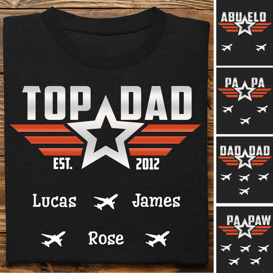 Father's Day - Top Dad With Kids - Personalized Unisex T - shirt - Makezbright Gifts