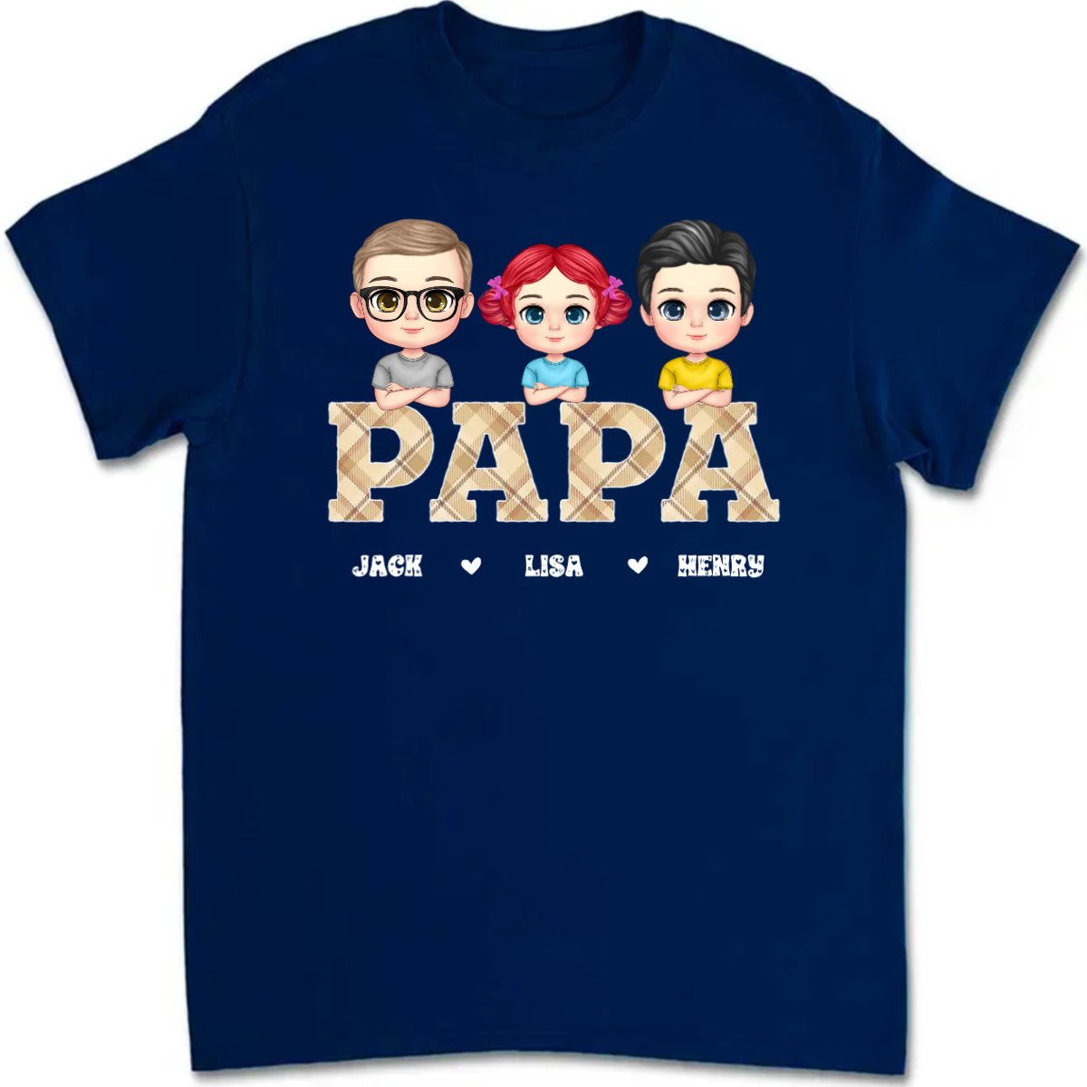 Father's Day - Vintage Papa Title - Personalized T - Shirt - Makezbright Gifts