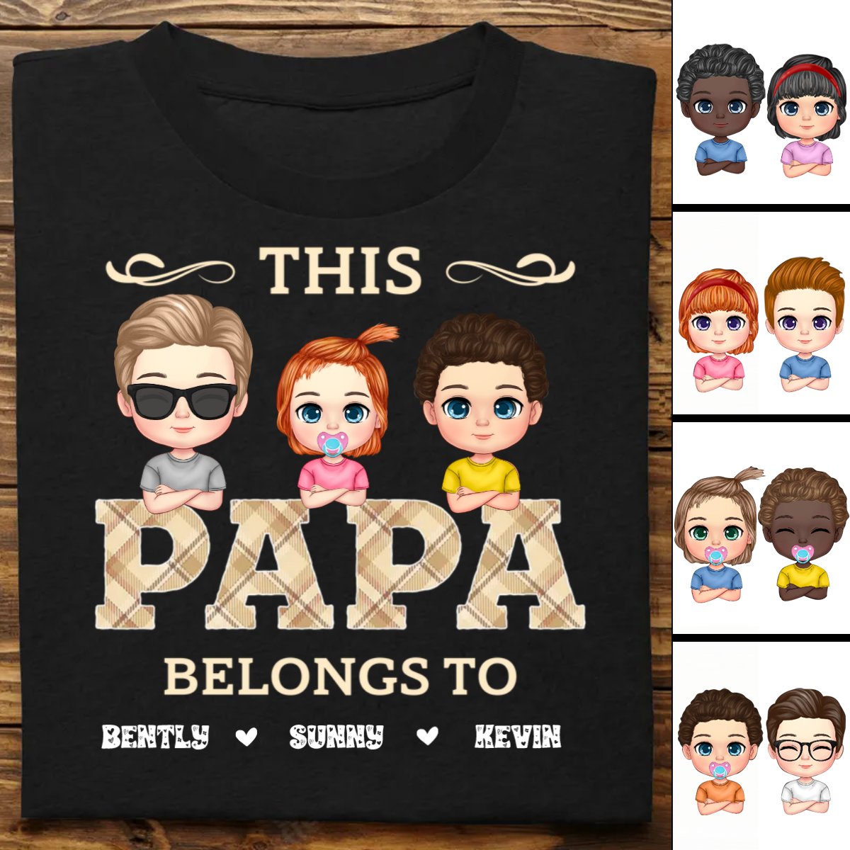 Father's Day - Vintage Papa Title - Personalized T - Shirt (TB) - Makezbright Gifts