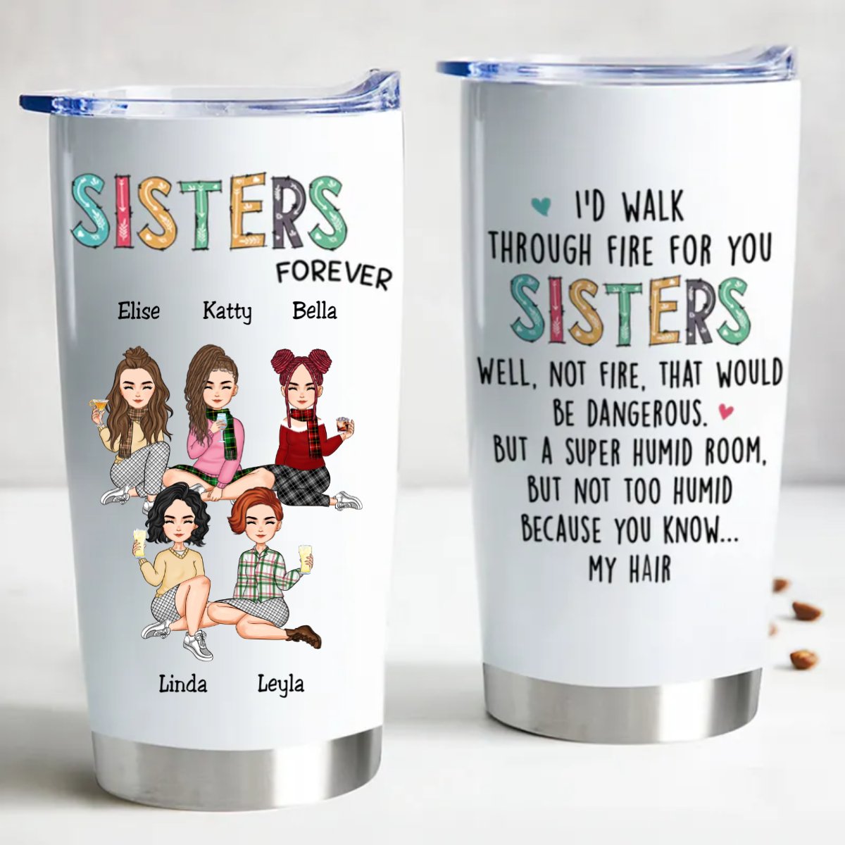 Fireproof Sisters Stainless Steel Tumbler - Customized Thermal Cup - Makezbright Gifts