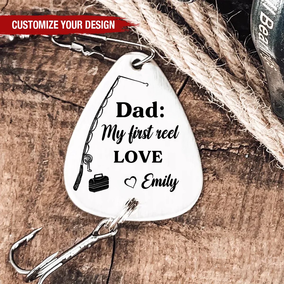 Fishing Lovers - Dad, My First Reel Love - Personalized Fishing Lure Keychain - Makezbright Gifts