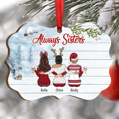 Friend - Always Sisters - Personalized Acrylic Ornament (Snow Man) - Makezbright Gifts