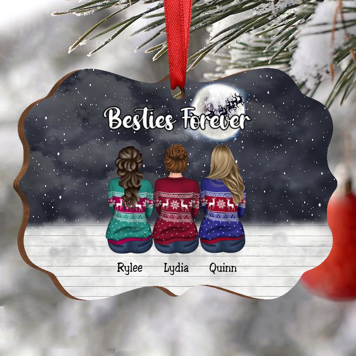 Friend - Besties Forever - Personalized Acrylic Ornament (Black) - Makezbright Gifts