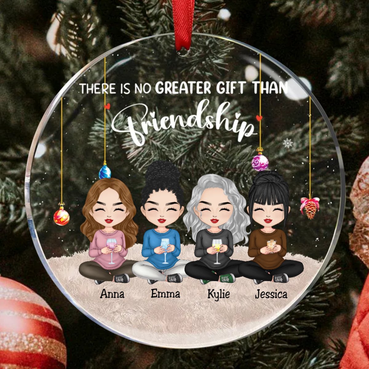 Friend - There Is No Greater Gift Than Friendship Ver 2 - Personalized Circle Ornament - Makezbright Gifts