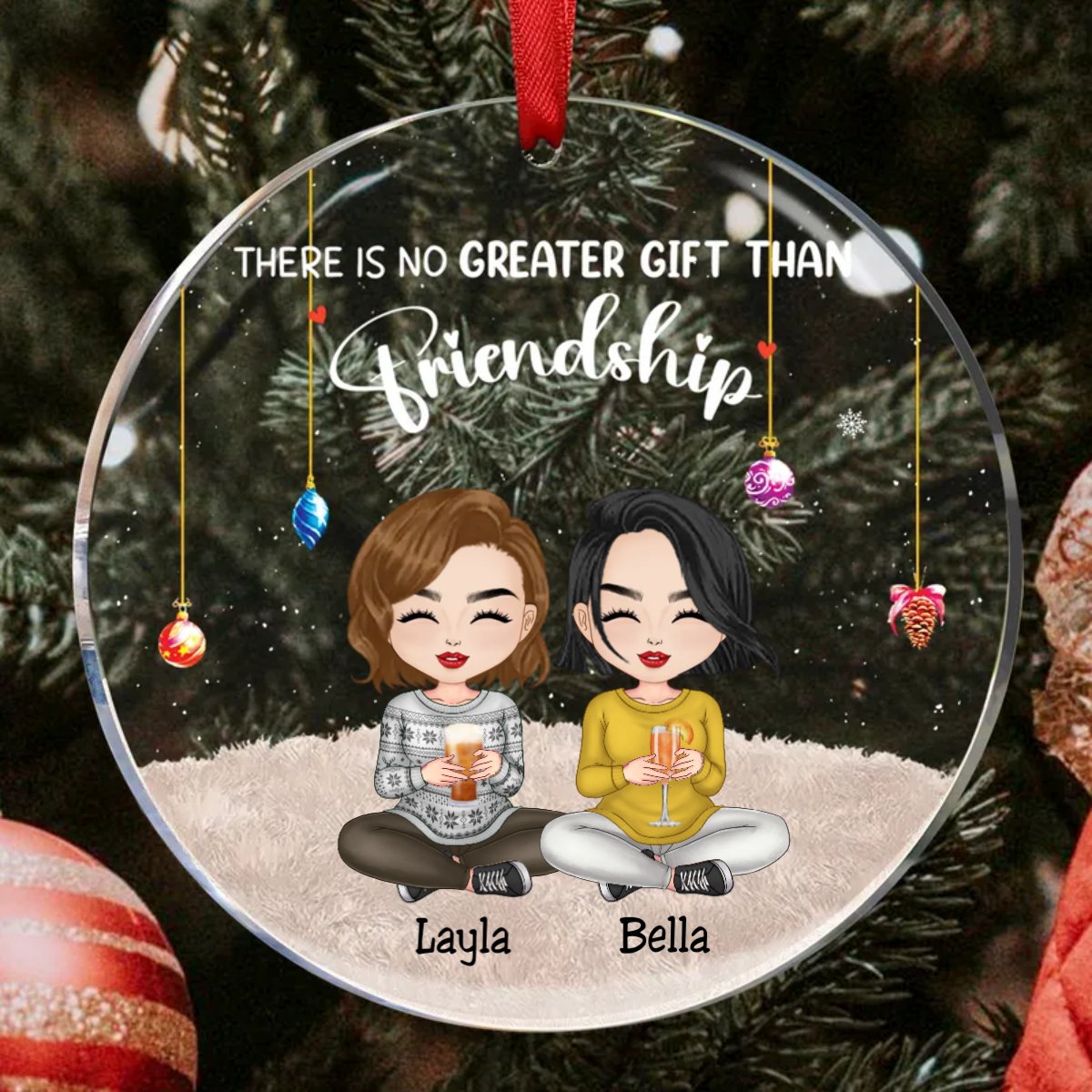 Friend - There Is No Greater Gift Than Friendship Ver 2 - Personalized Circle Ornament - Makezbright Gifts