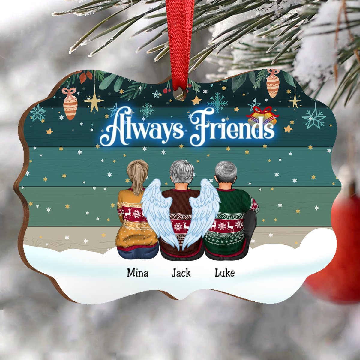 Friends - Always Friends (Green) - Personalized Acrylic Ornament - Makezbright Gifts