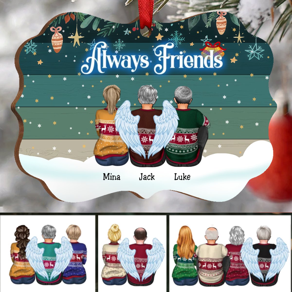 Friends - Always Friends (Green) - Personalized Acrylic Ornament - Makezbright Gifts