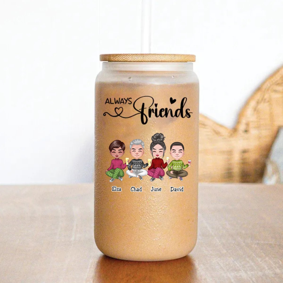 Friends - Always Friends - Personalize Glass Can (AA) - Makezbright Gifts