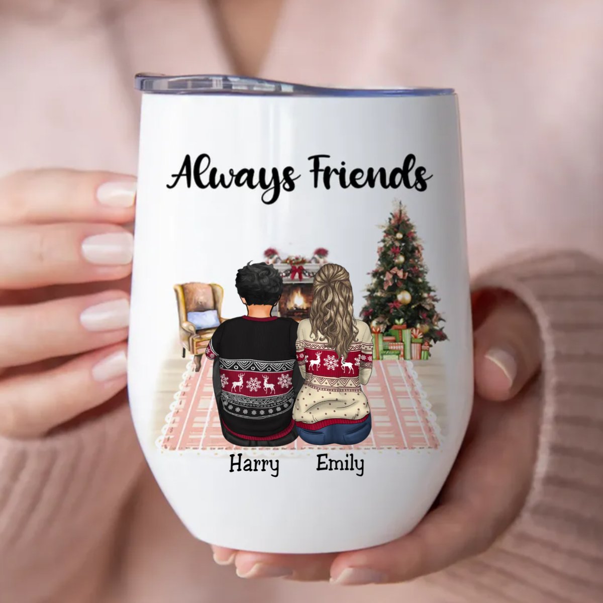 Friends - Always Friends - Personalized Wine Tumbler - Makezbright Gifts