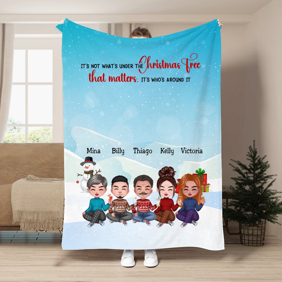 Friends - Best Friends Around The Christmas Tree - Personalized Blanket (LH) - Makezbright Gifts