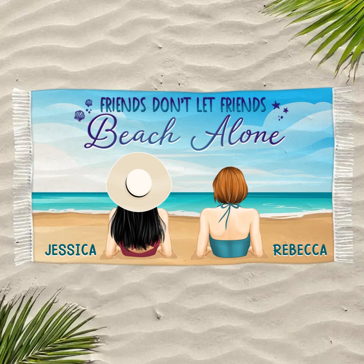 Friends - Friends Don't Let Friends Beach Alone - Personalized Beach Towel - Makezbright Gifts