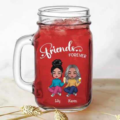 Friends - Friends Forever - Personalize Drinking Jar (White) - Makezbright Gifts