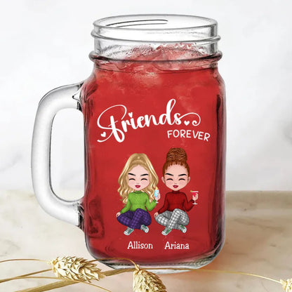 Friends - Friends Forever - Personalize Drinking Jar (White) - Makezbright Gifts