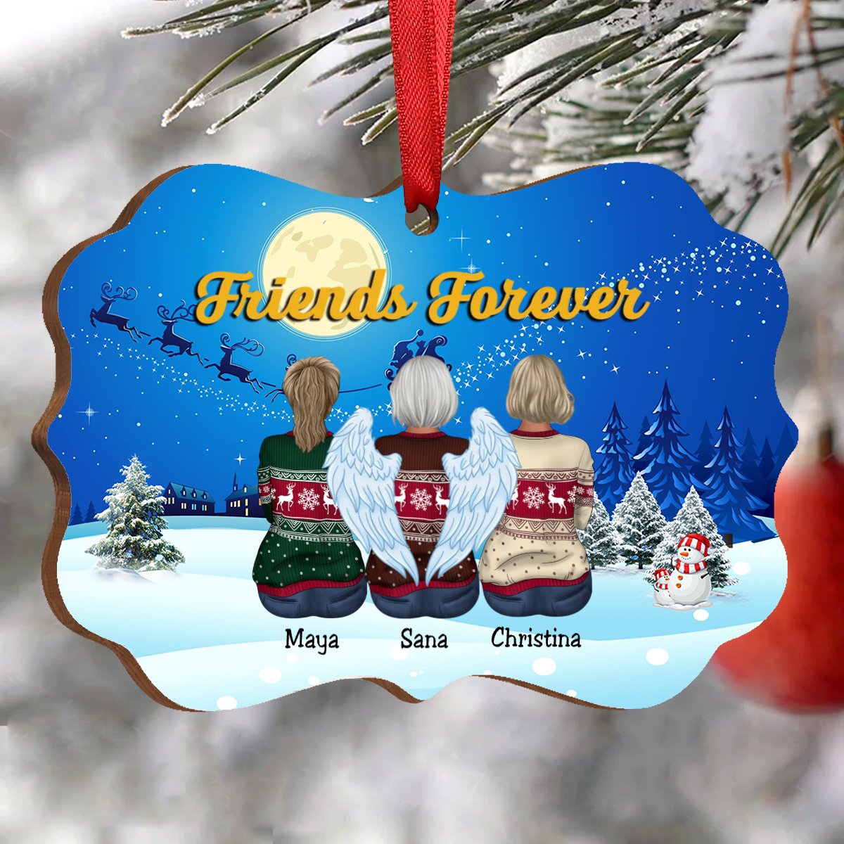 Friends - Friends Forever - Personalized Acrylic Ornament (Moon) - Makezbright Gifts