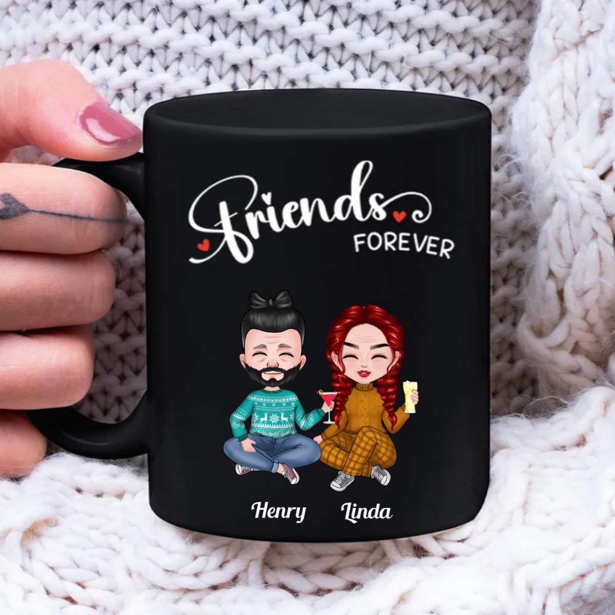 Friends - Friends Forever - Personalized Black Mug - Makezbright Gifts