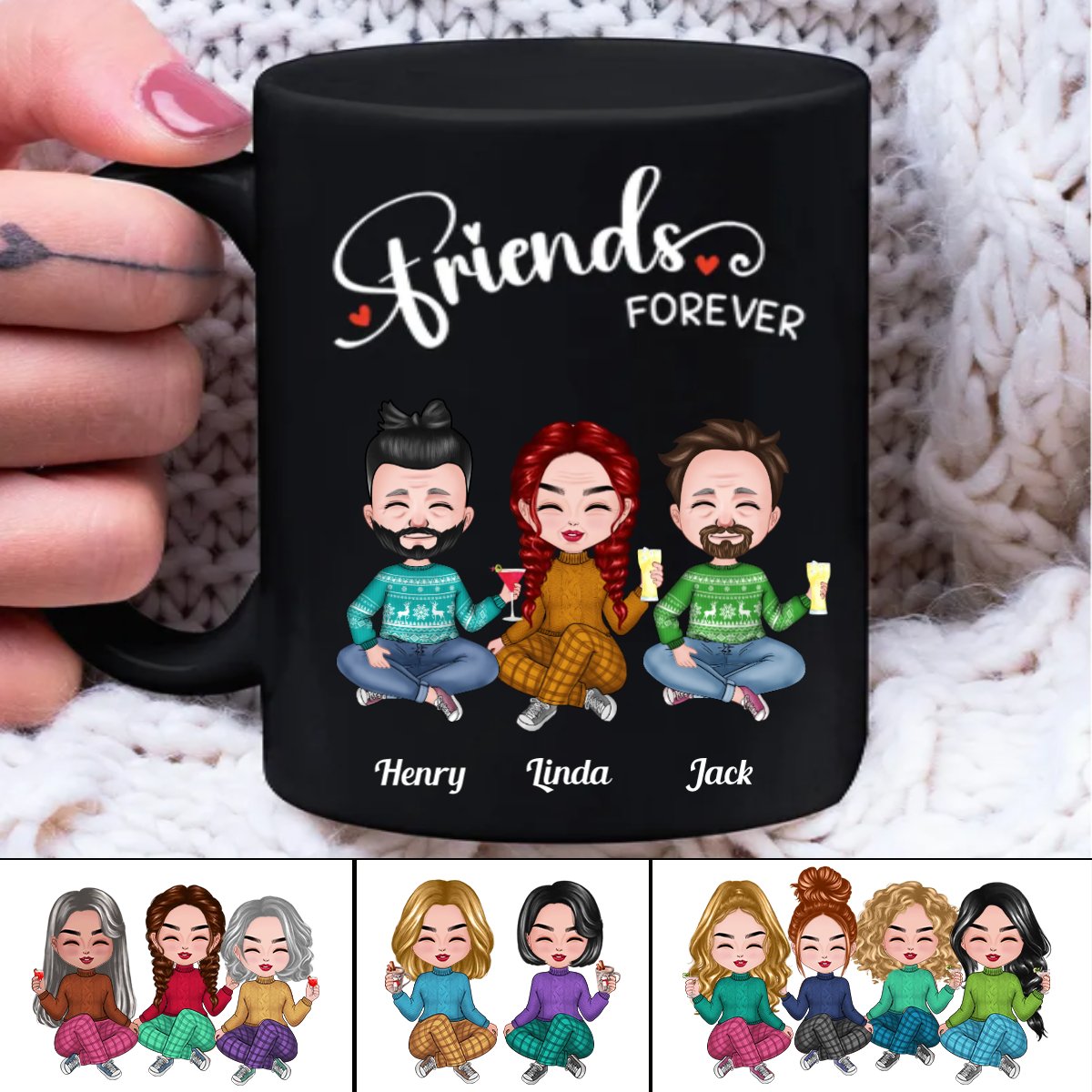 Friends - Friends Forever - Personalized Black Mug - Makezbright Gifts