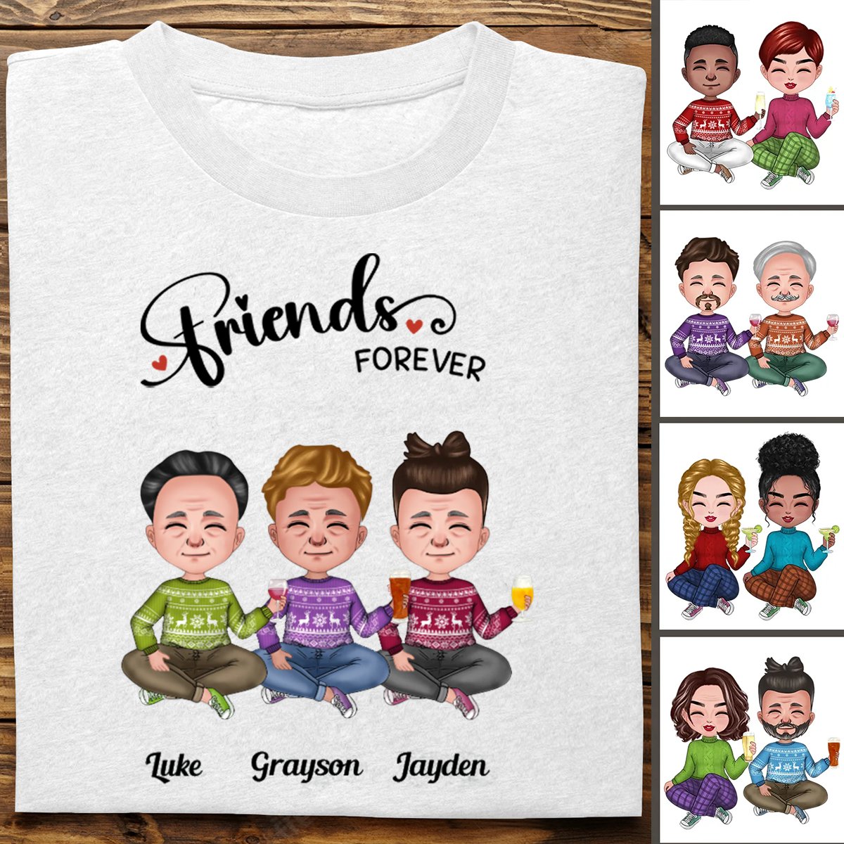 Friends - Friends Forever - Personalized T - Shirt - Makezbright Gifts