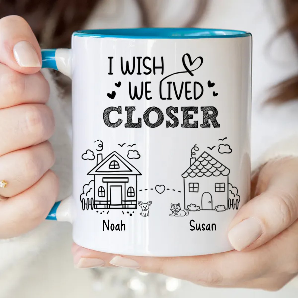 Friends - I Wish We Lived Closer - Personalized Accent Mug (HJ) - Makezbright Gifts